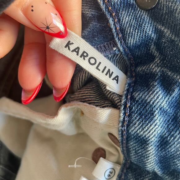 GIRLFRIEND Karolina 26 Petite Distressed Straight Leg Jeans A Little More Love - Picture 6 of 8